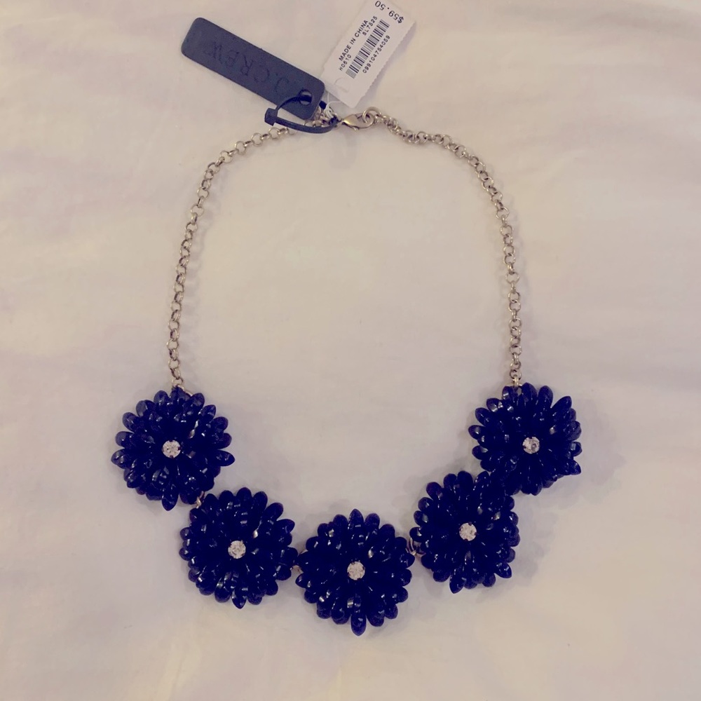 J Crew gold chain, navy flower necklace!